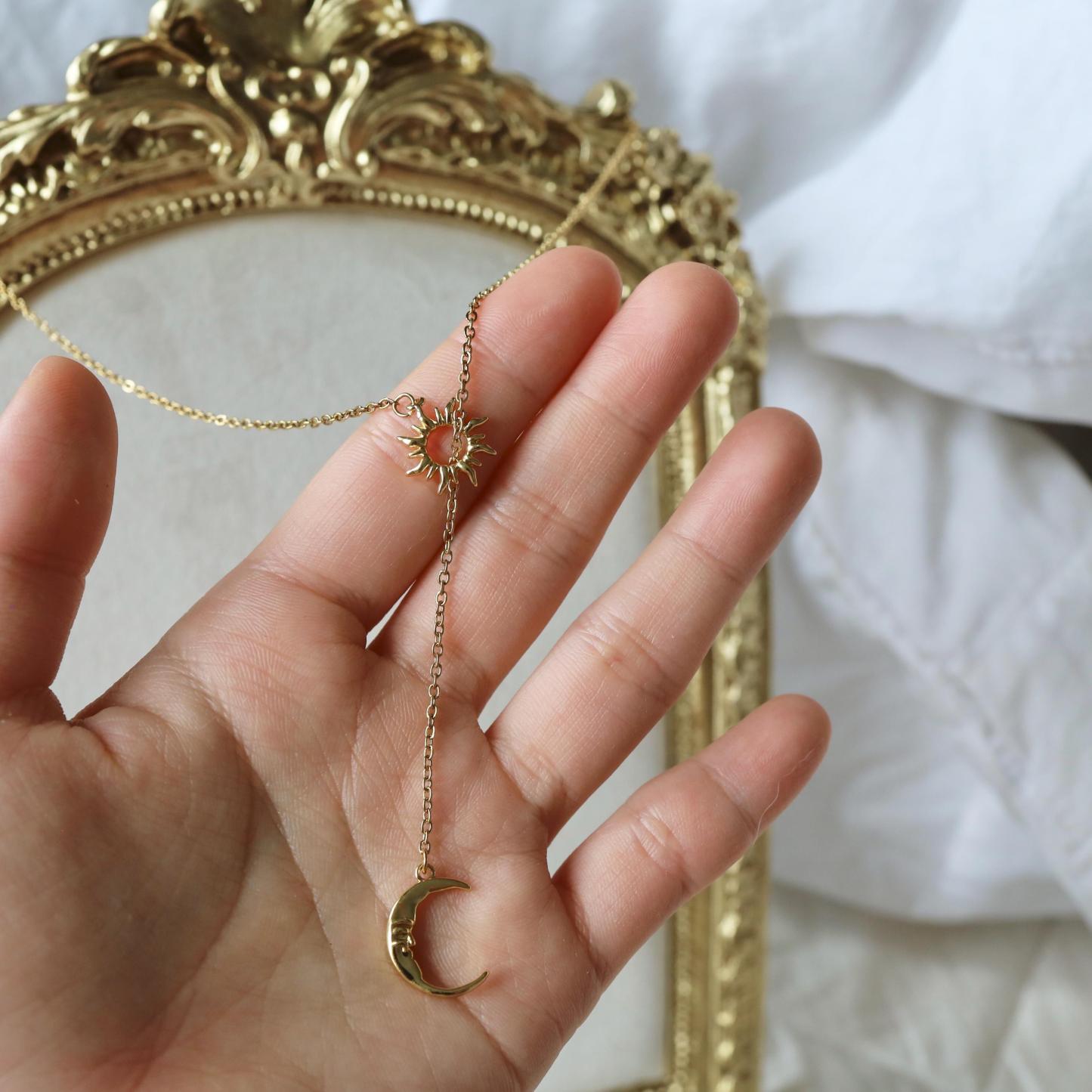 Sun & Moon Lariat Necklace