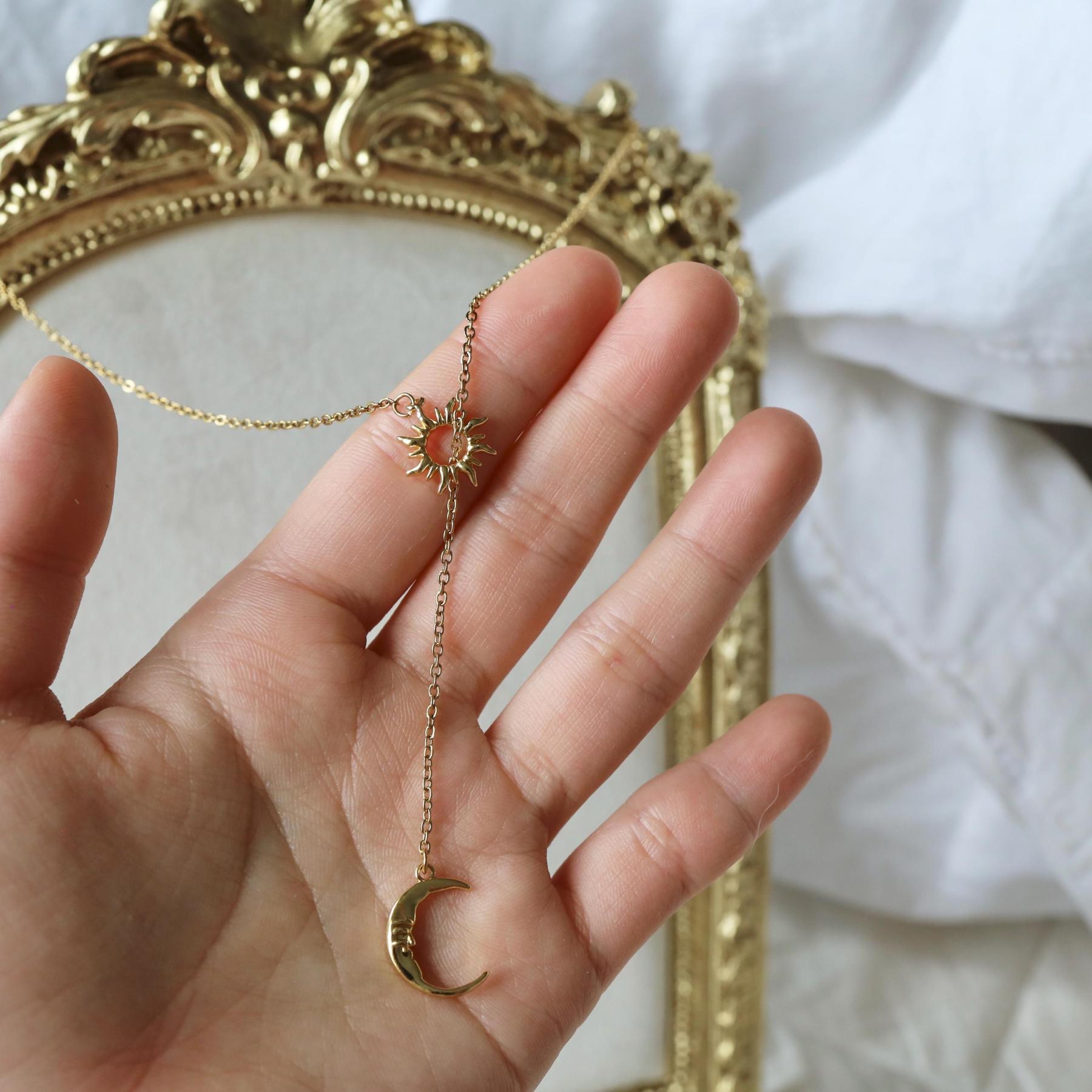 Sun & Moon Lariat Necklace