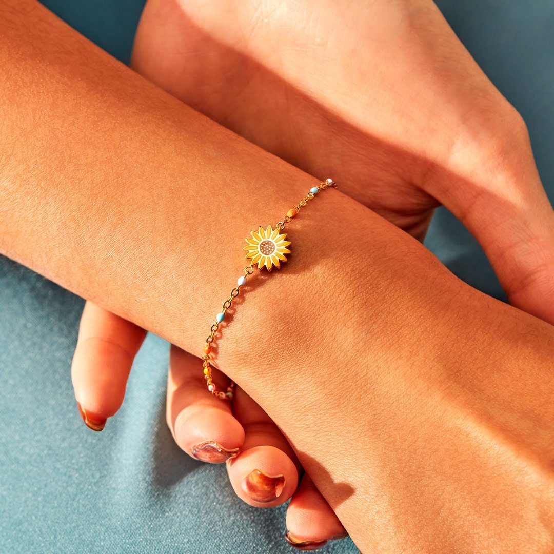 To My Daughter Sunflower Bracelet-belovejewel.com
