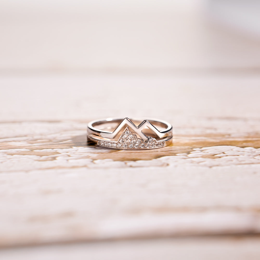 Daughter Faith Moves Mountains Pavé Mountain Ring-belovejewel.com