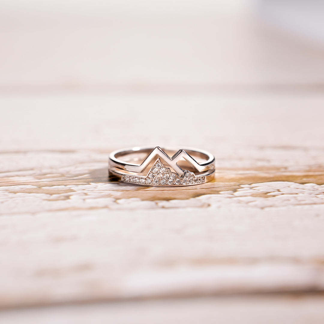 Daughter Faith Moves Mountains Pavé Mountain Ring-belovejewel.com