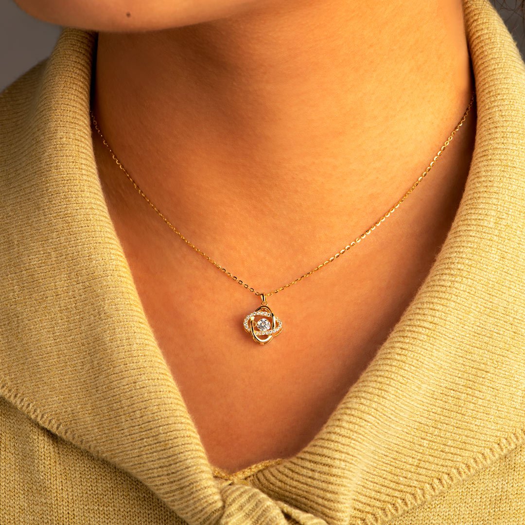 Mom & Daughter Forever Linked Together Eternity Knot Necklace-belovejewel.com