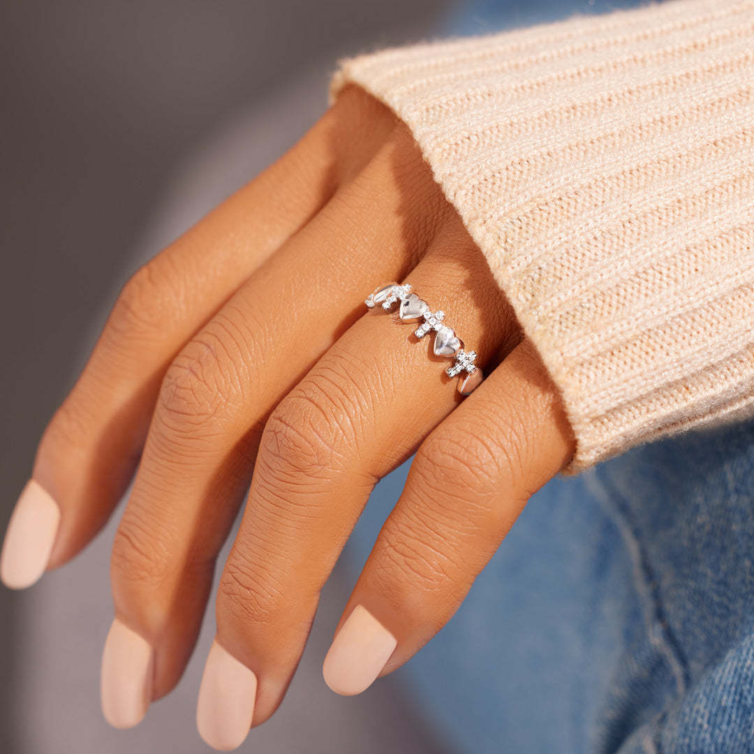 God Says You Are Strong Heart & Cross Band-belovejewel.com