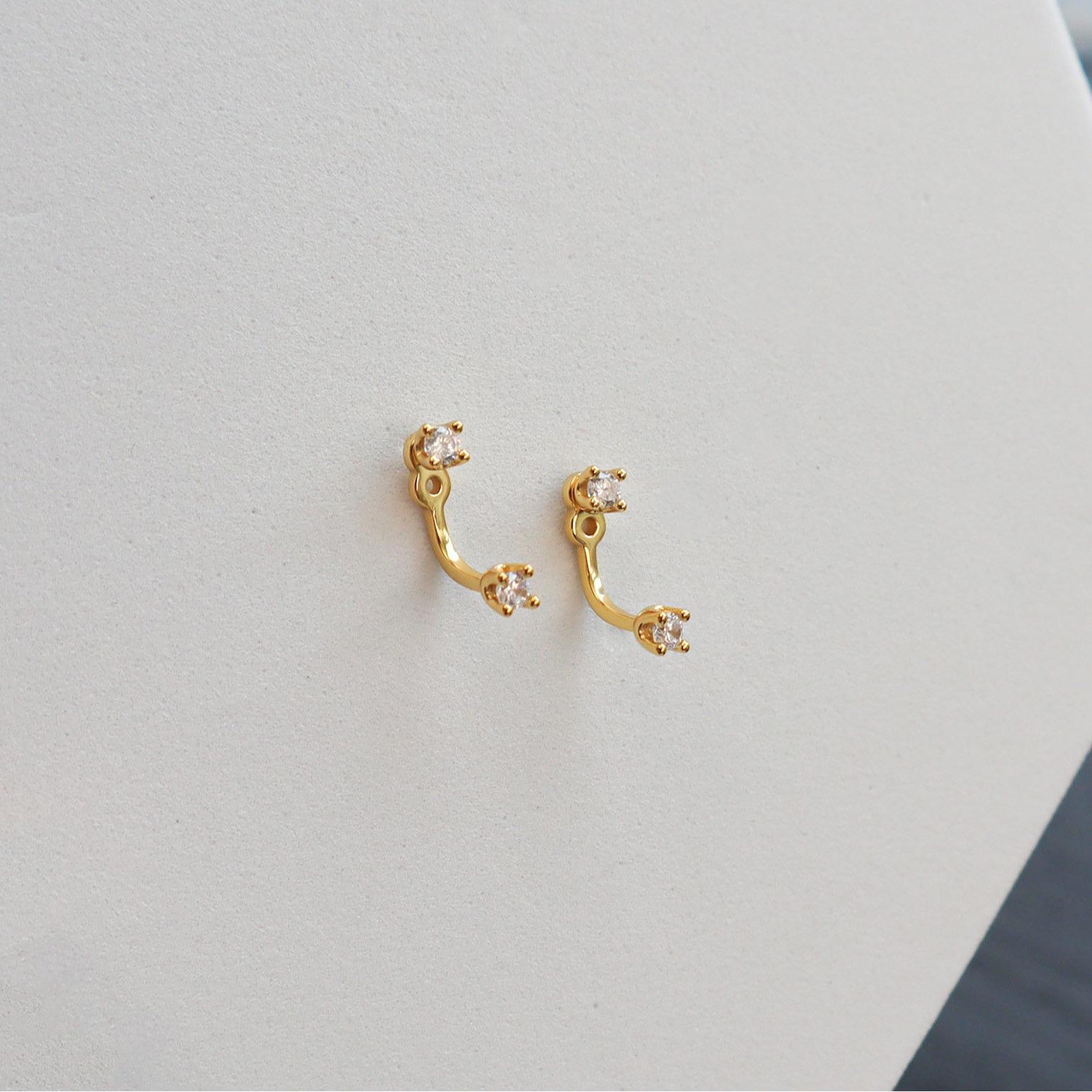 WaterProof Front Back Earrings, Ear Jackets –Dual Finish Hypoallergenic Studs​