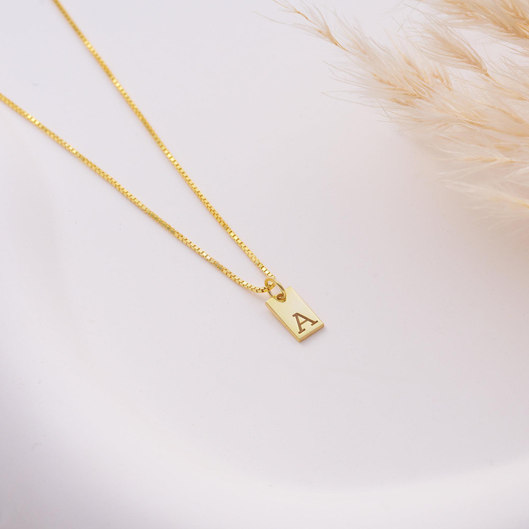 Initial Necklace – Box Chain Mini Tag Monogram Necklace