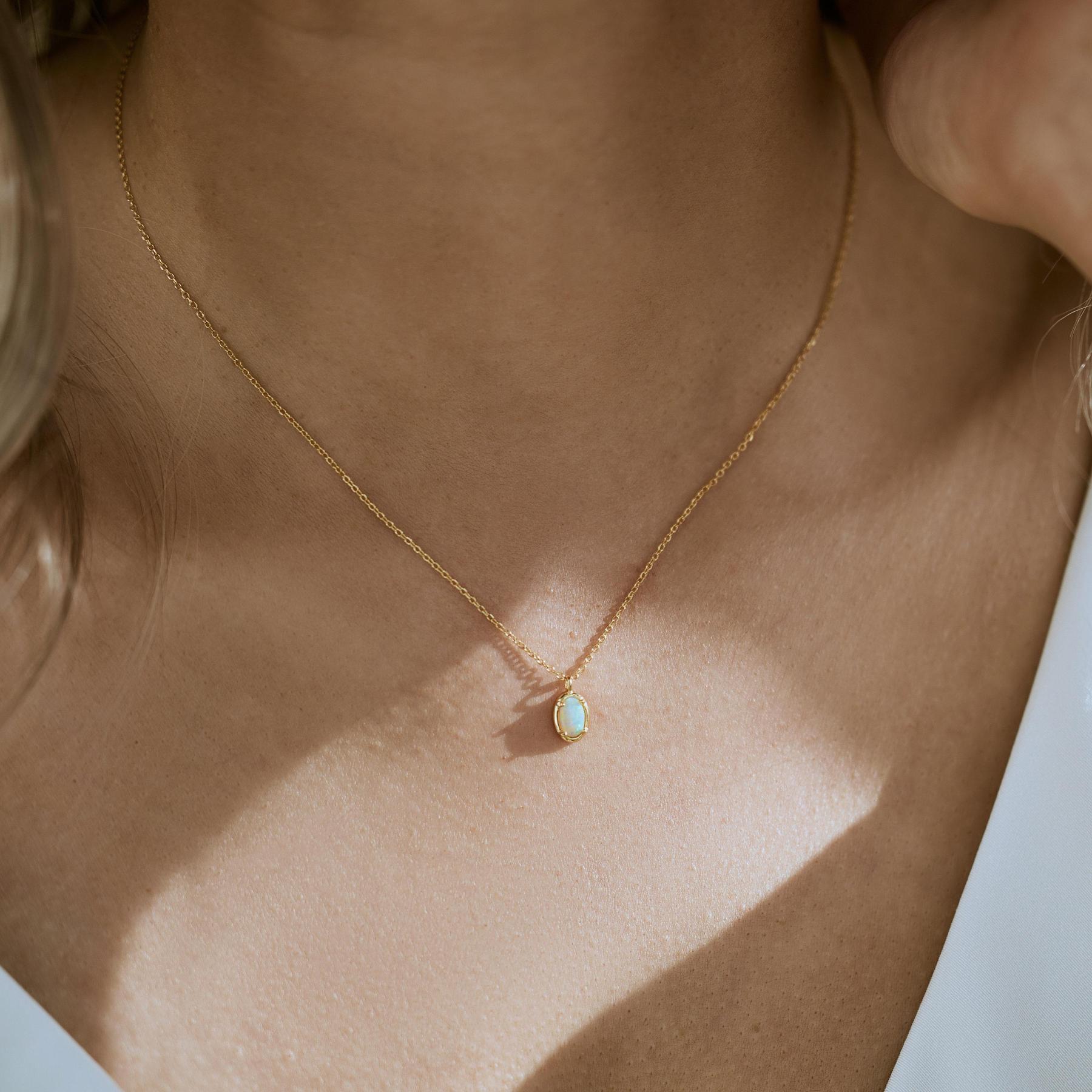 Dainty White Opal Necklace