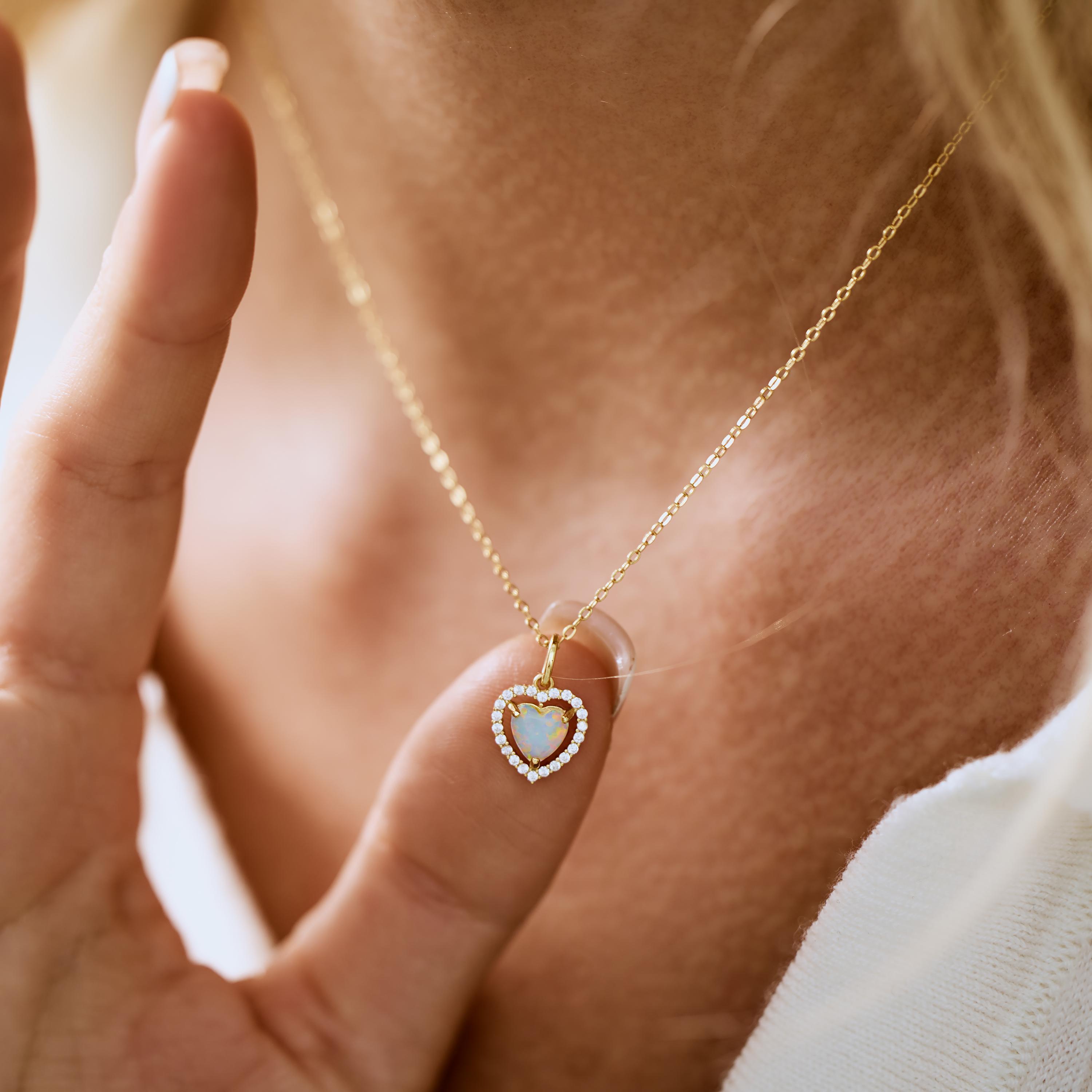 Heart Opal Necklace –  A Sparkling Token of Love