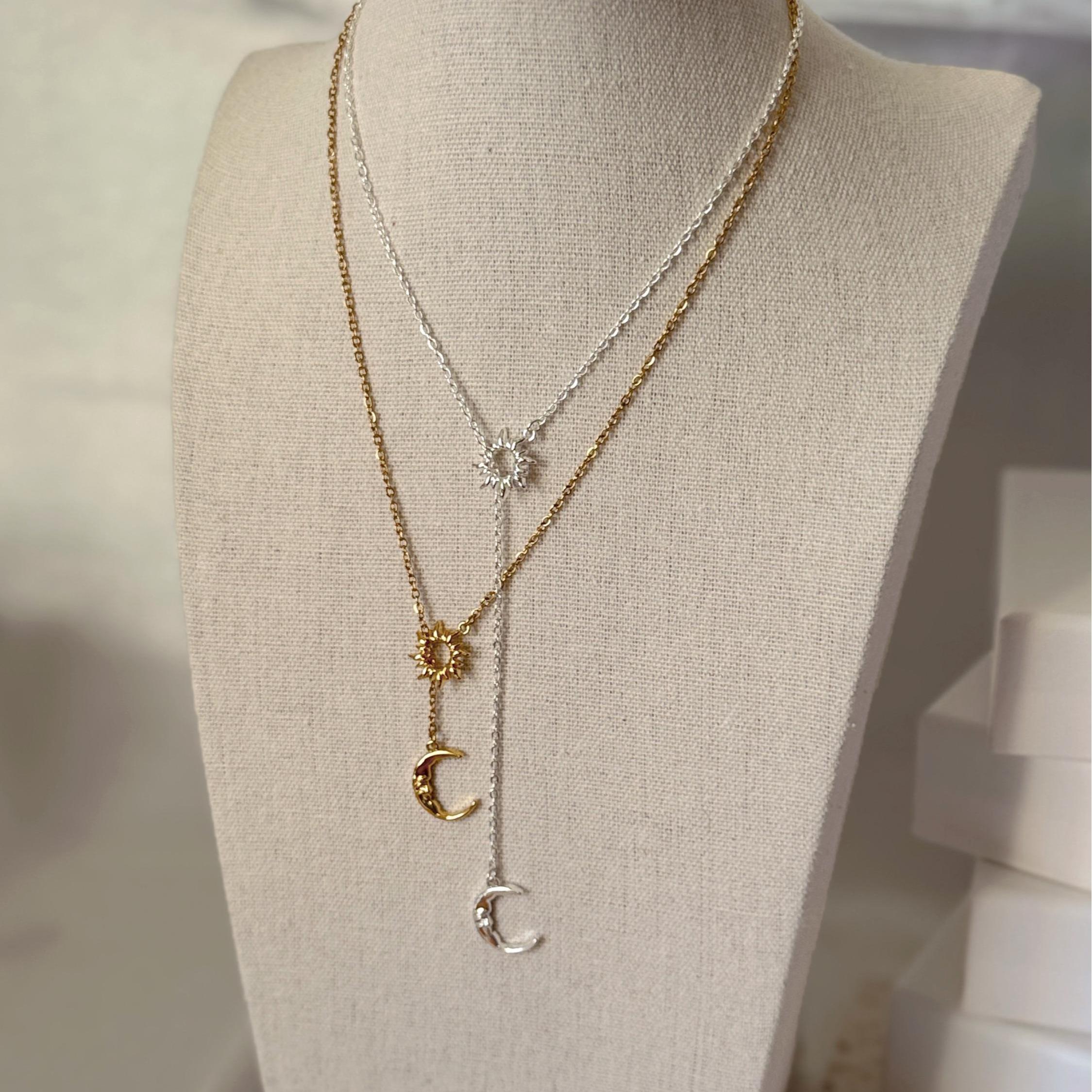 Sun & Moon Lariat Necklace
