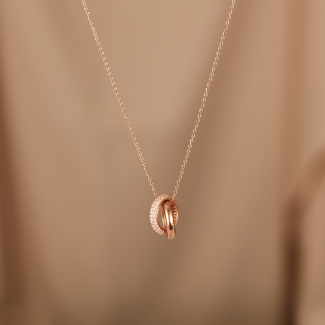 Mother Daughter Love Forever Interlocking Necklace-belovejewel.com