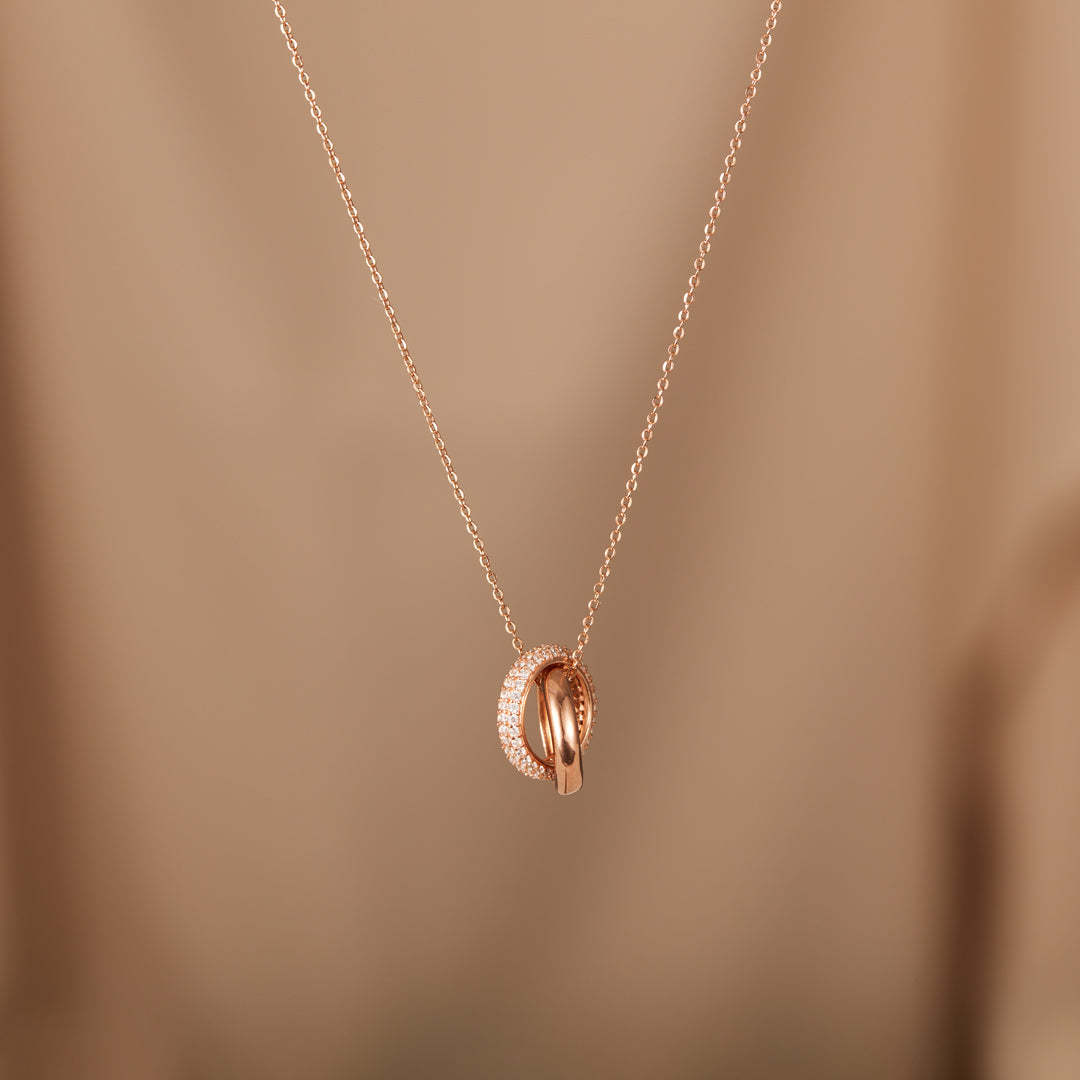 Mother Daughter Love Forever Interlocking Necklace-belovejewel.com