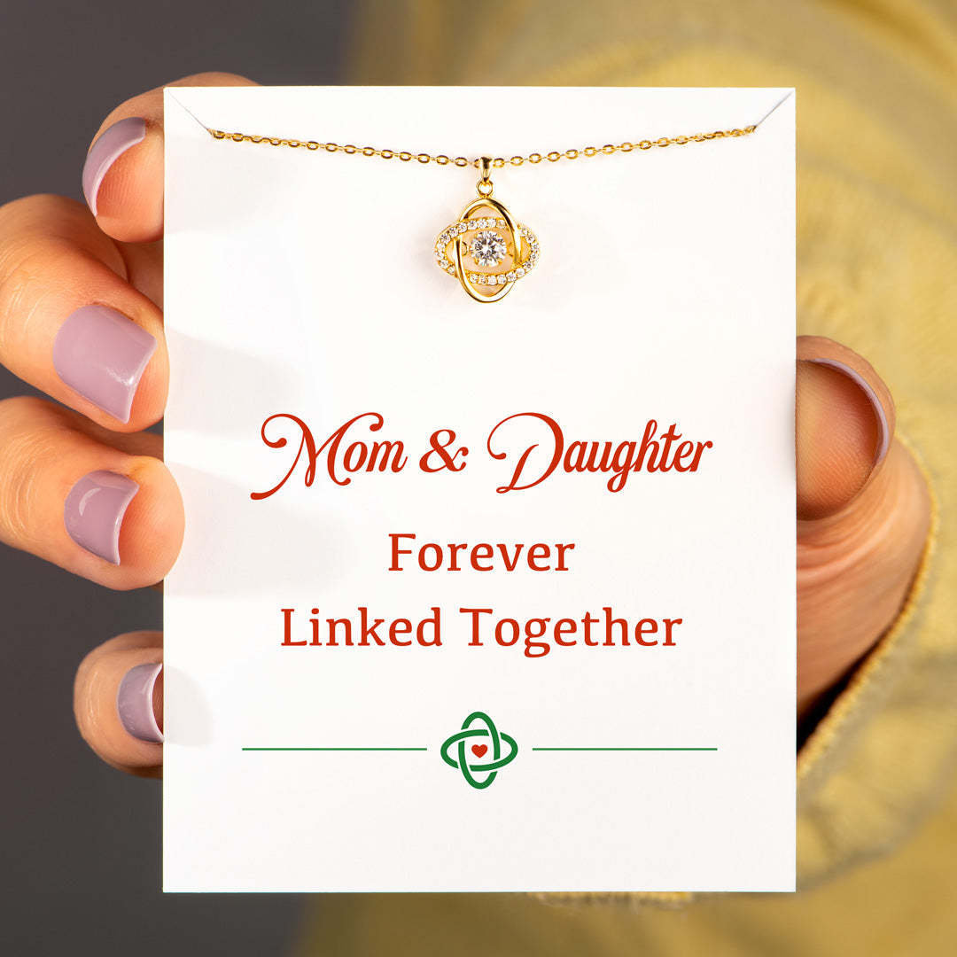 Mom & Daughter Forever Linked Together Eternity Knot Necklace-belovejewel.com
