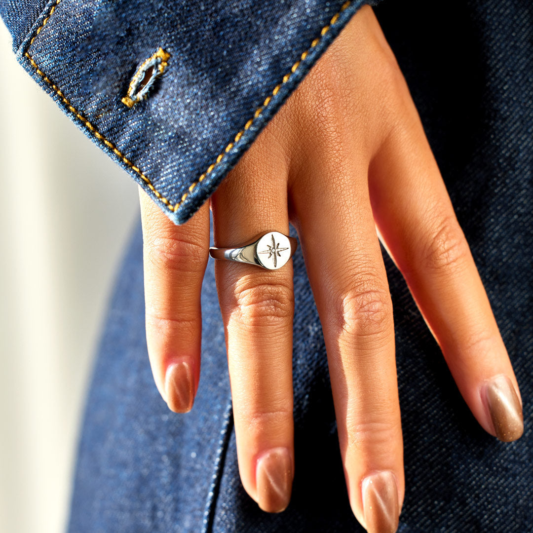 For Wife North Star Signet Ring-belovejewel.com