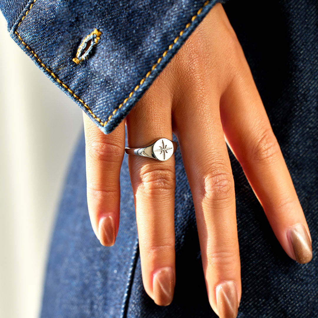 For Wife North Star Signet Ring-belovejewel.com
