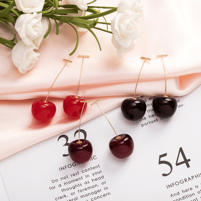🍇Celia Rouge Cherry Earrings-belovejewel.com