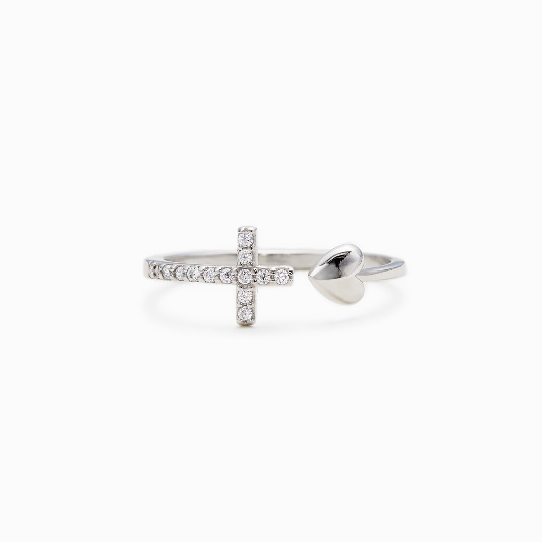 Pray Through It Cross & Heart Ring-belovejewel.com