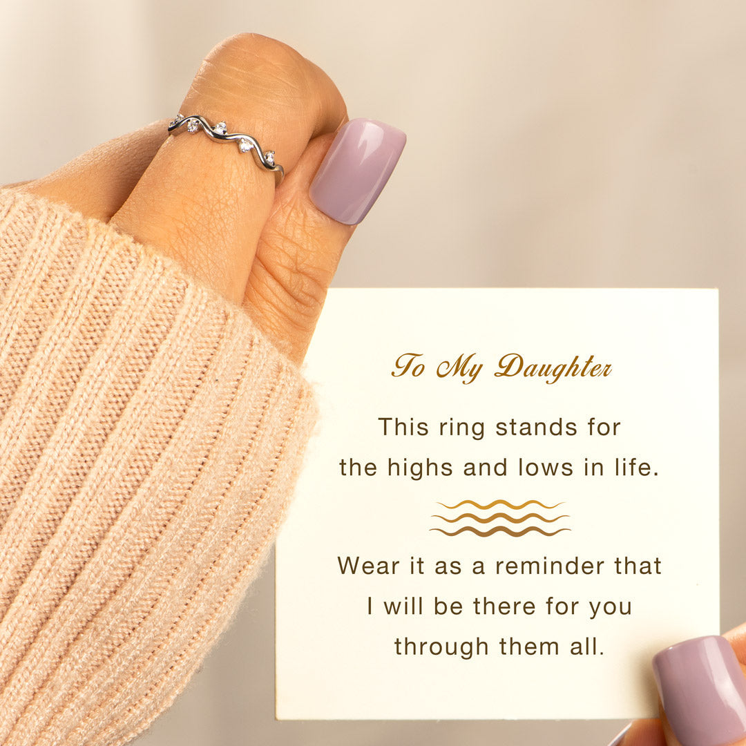To My Daughter Highs And Lows Wave Ring-belovejewel.com