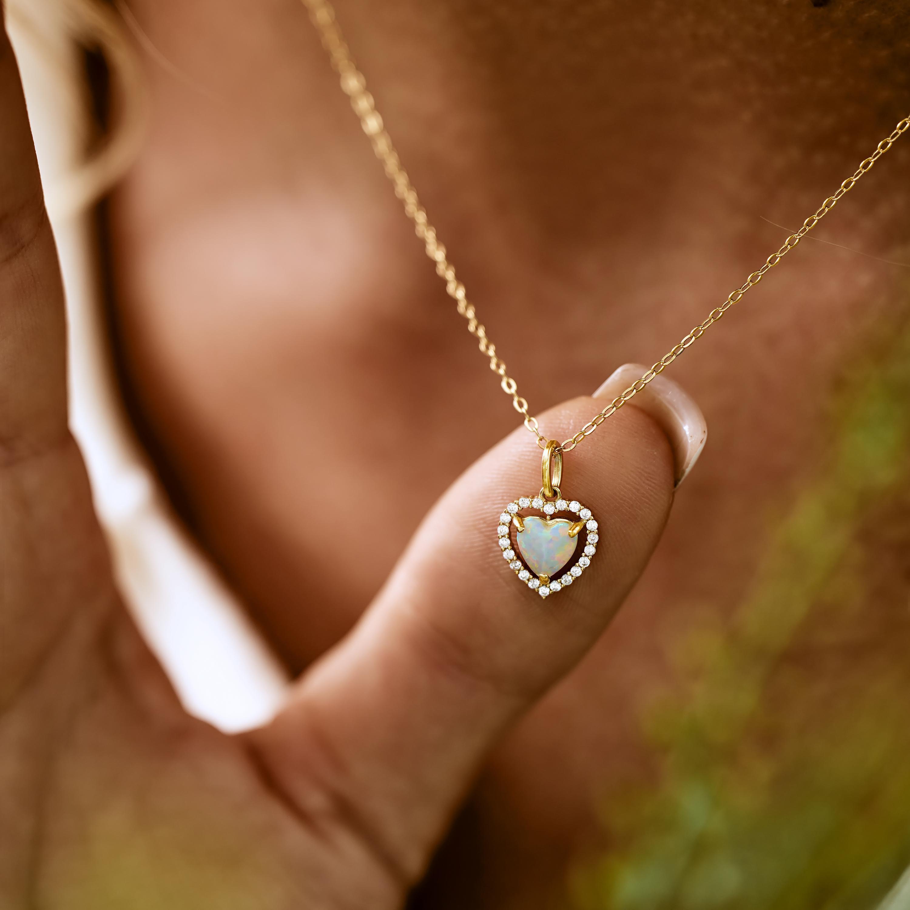 Heart Opal Necklace –  A Sparkling Token of Love