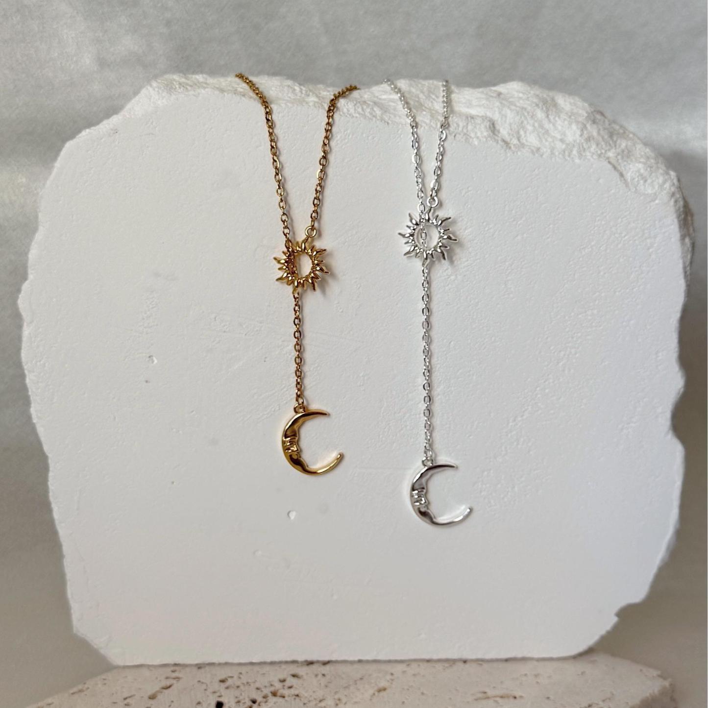 Sun & Moon Lariat Necklace