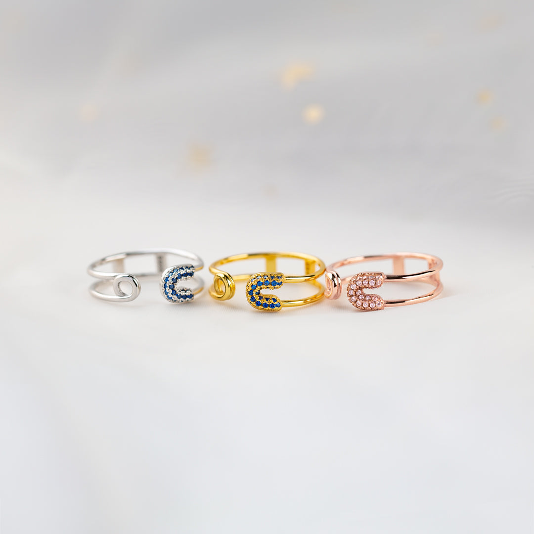 Be Safe Stay Strong Safety Pin Ring-belovejewel.com