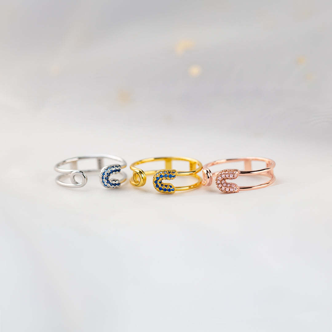 Be Safe Stay Strong Safety Pin Ring-belovejewel.com