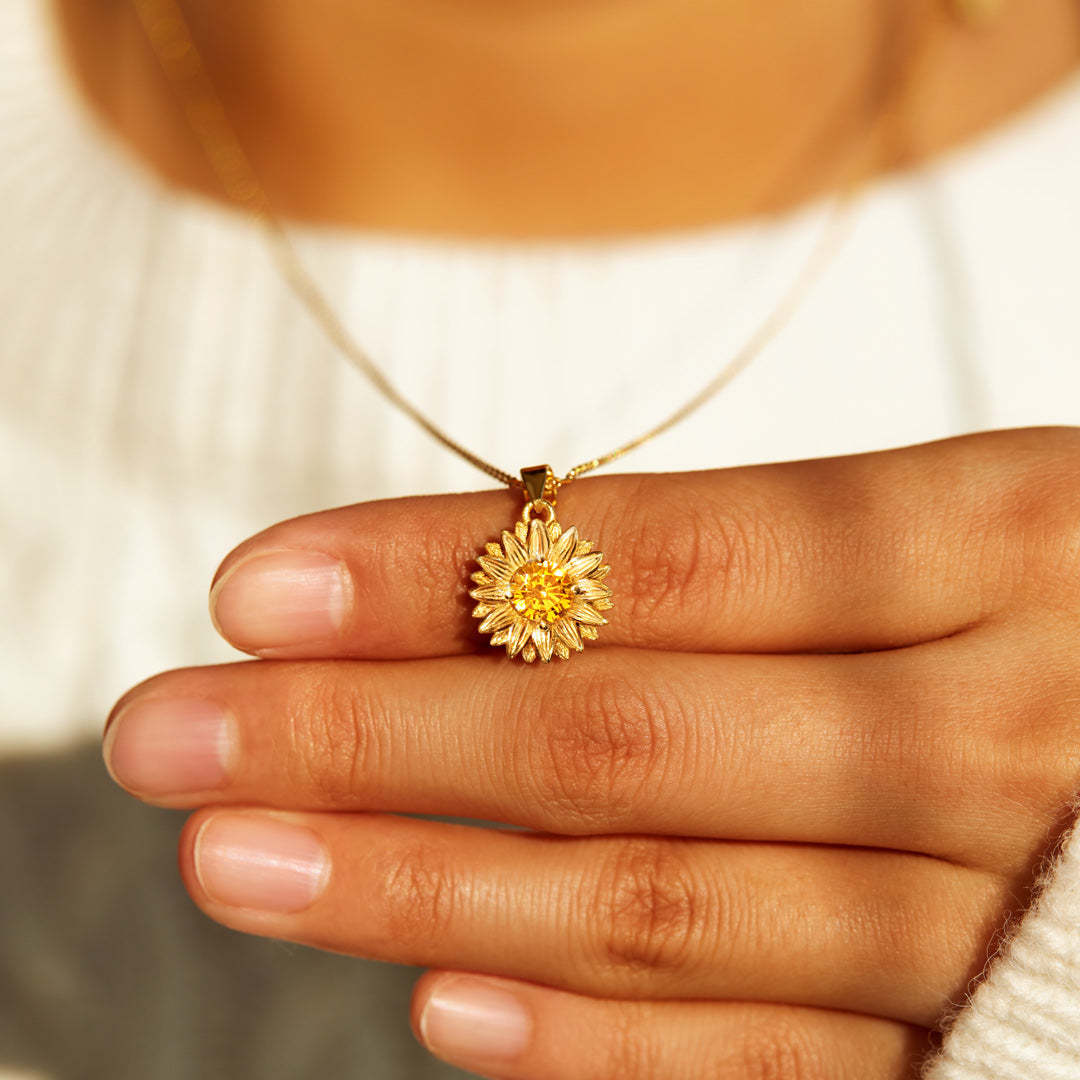 I Would Change The World For You Sunflower Necklace S925-belovejewel.com