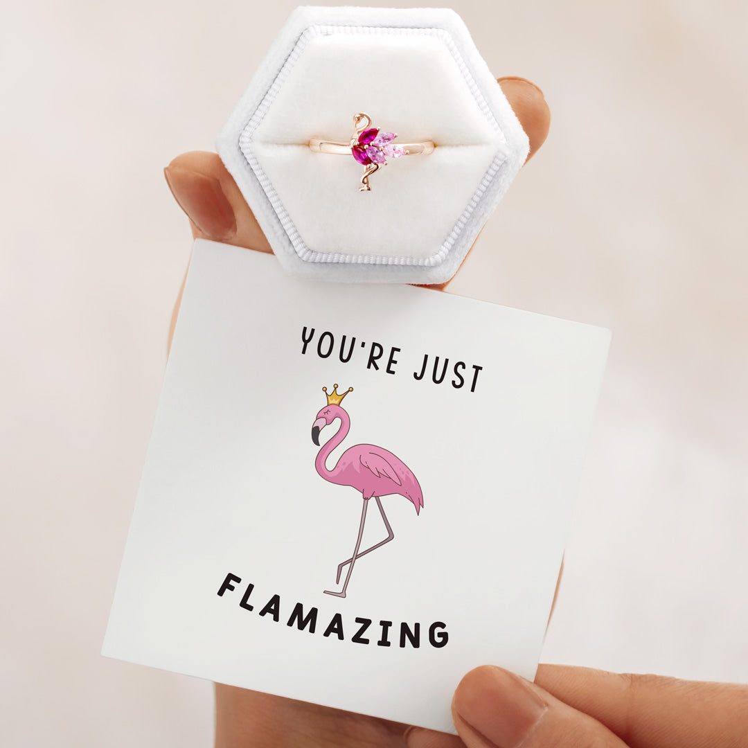 You're Flamazing Flamingo Ring-belovejewel.com