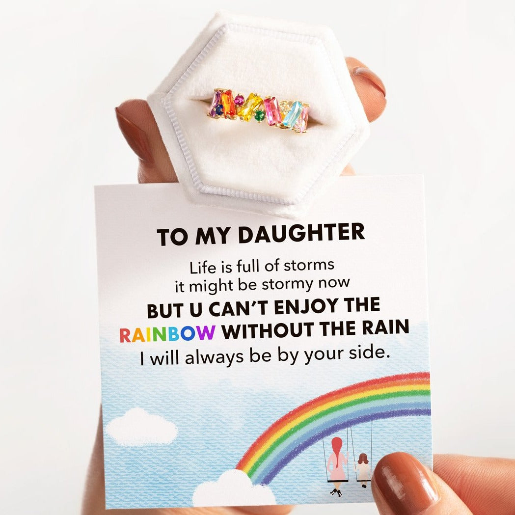 Rainbow Pieces Ring Band-belovejewel.com