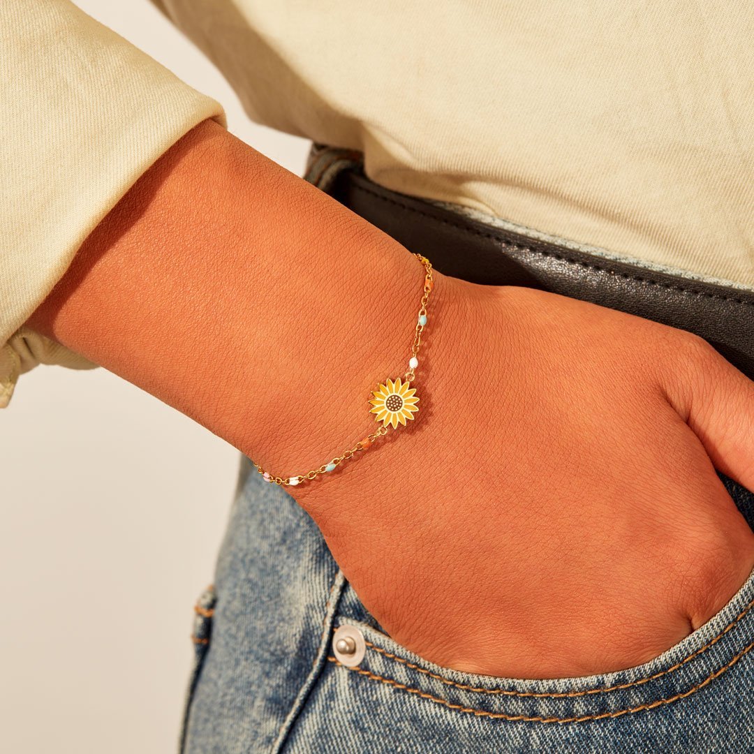To My Daughter Sunflower Bracelet-belovejewel.com