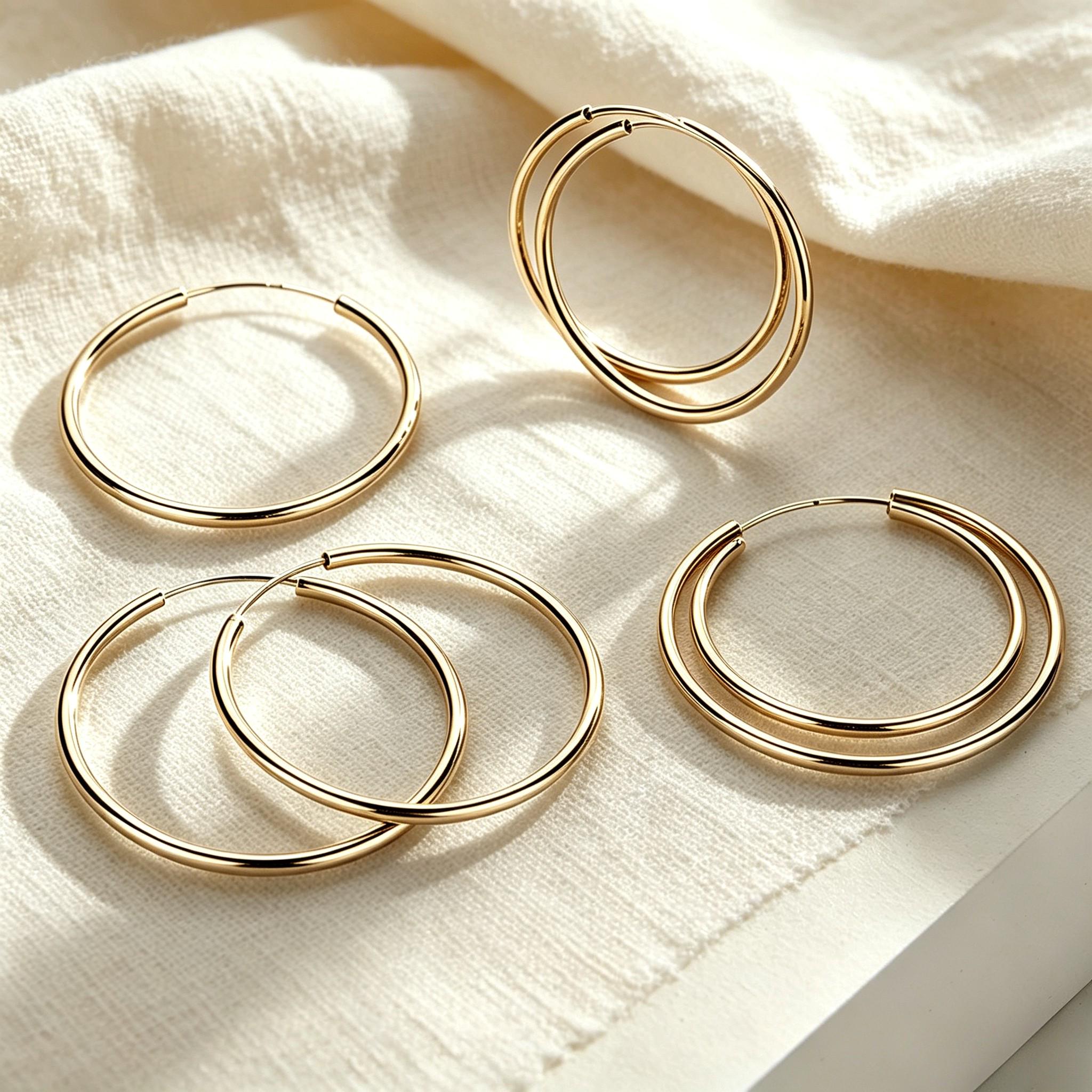 Implant Grade Ti 18G Gold Plated Seamless Hoop Earrings Dainty Thin Large Sizes Hypoallergenic Lightweight Artificial Gemstone Jewelry Accessories
