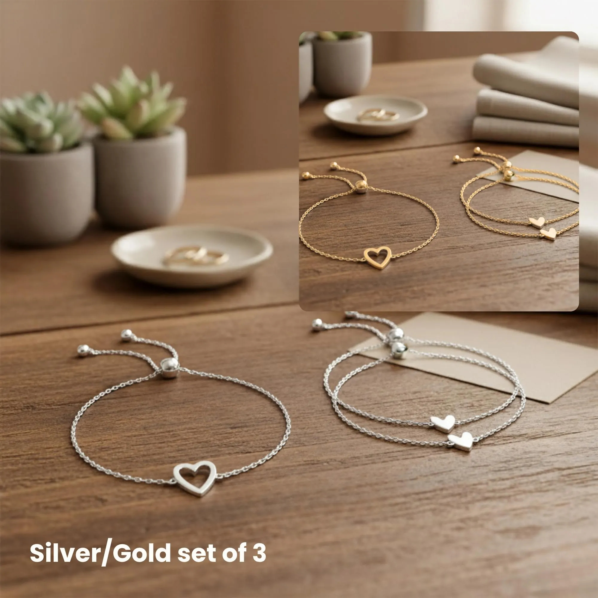 Bestfriends bracelet set Mama Daughter Heart Bracelet Set Matching Best Friends Gift Adjustable Family Jewelry Bonding Gift