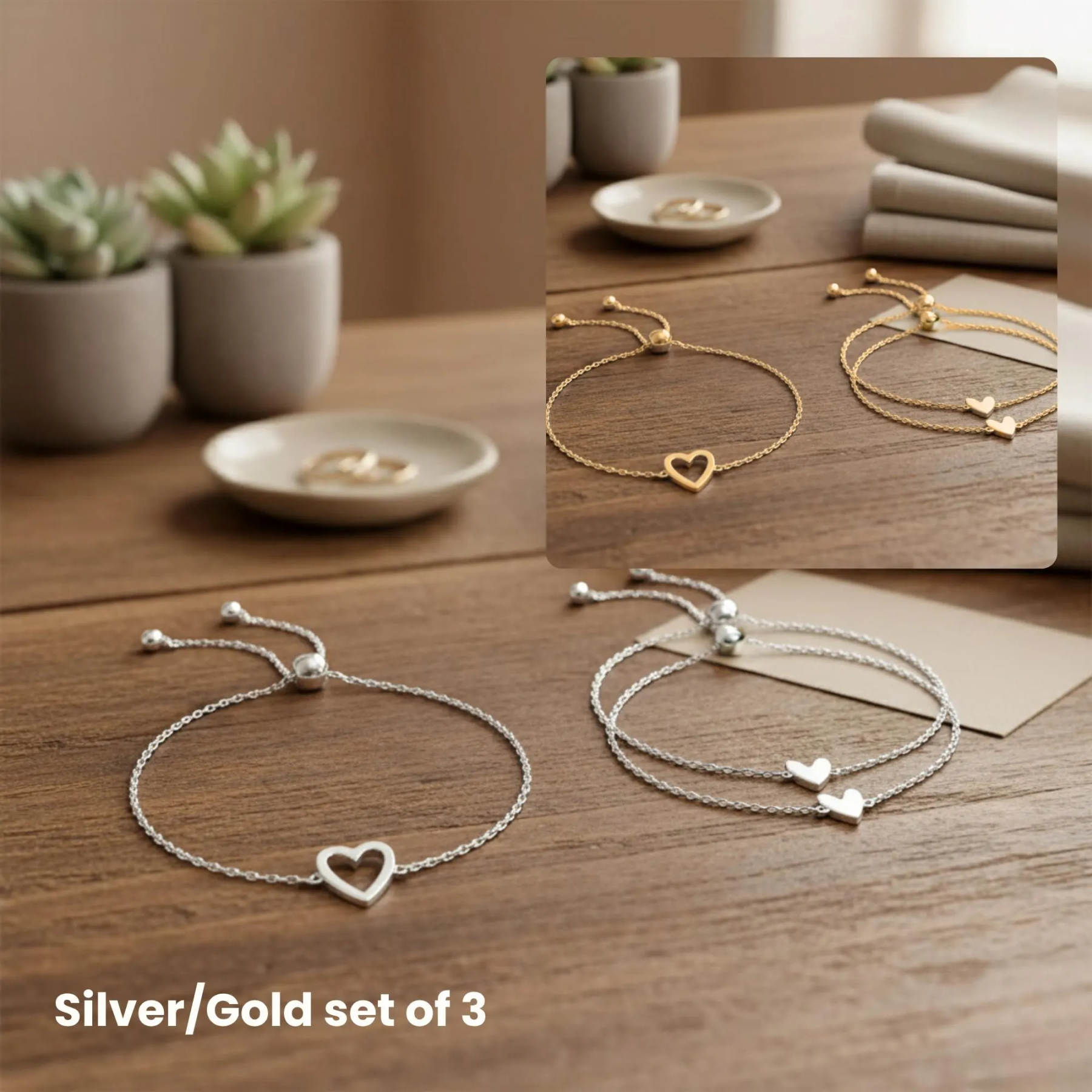 Bestfriends bracelet set Mama Daughter Heart Bracelet Set Matching Best Friends Gift Adjustable Family Jewelry Bonding Gift