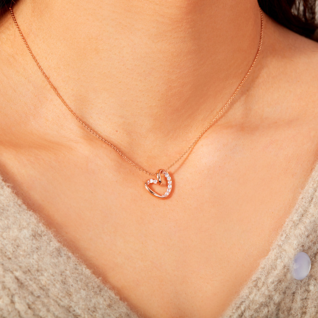 My Beautiful Granddaughter Twist Pave Heart Necklace-belovejewel.com