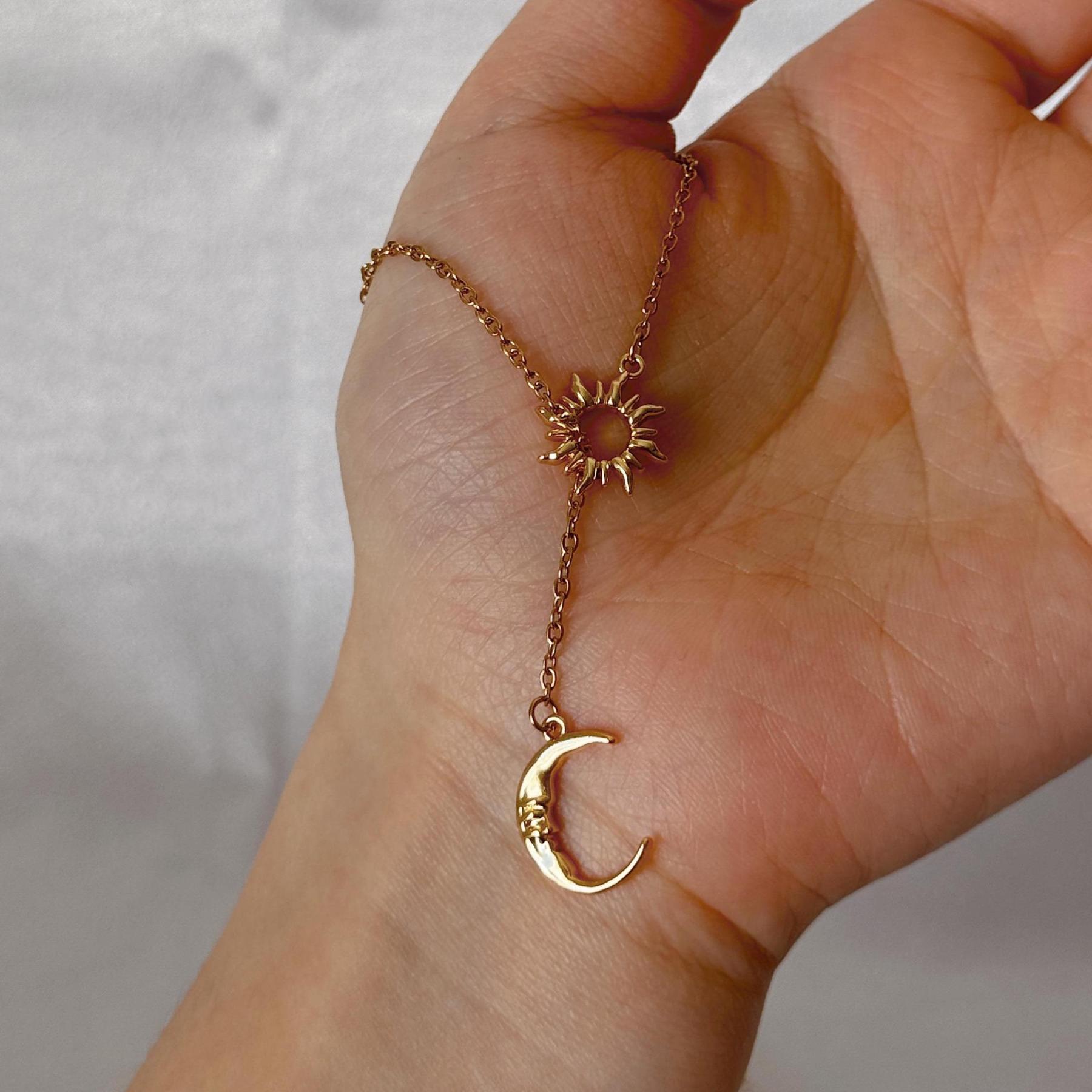 Sun & Moon Lariat Necklace