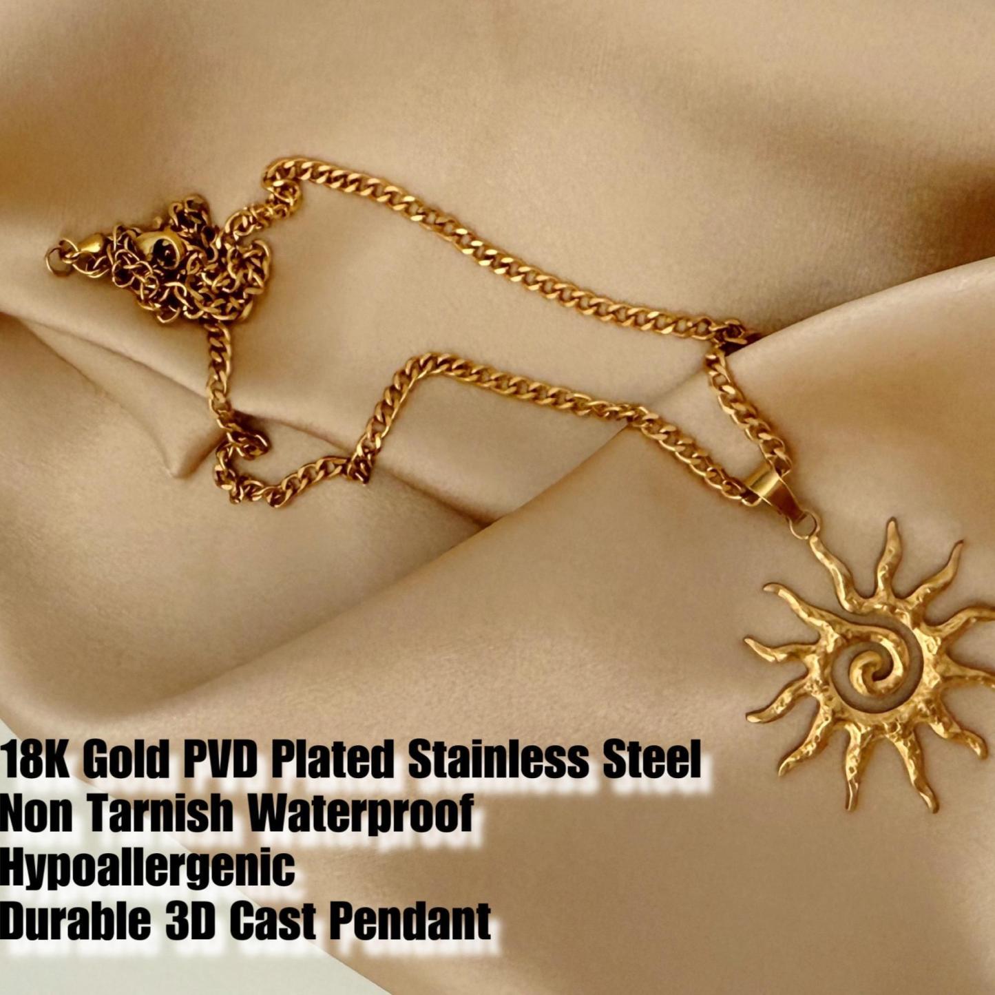 SUN NECKLACE – CUSTOMIZABLE CELESTIAL JEWELRY，Waterproof, Hypoallergenic