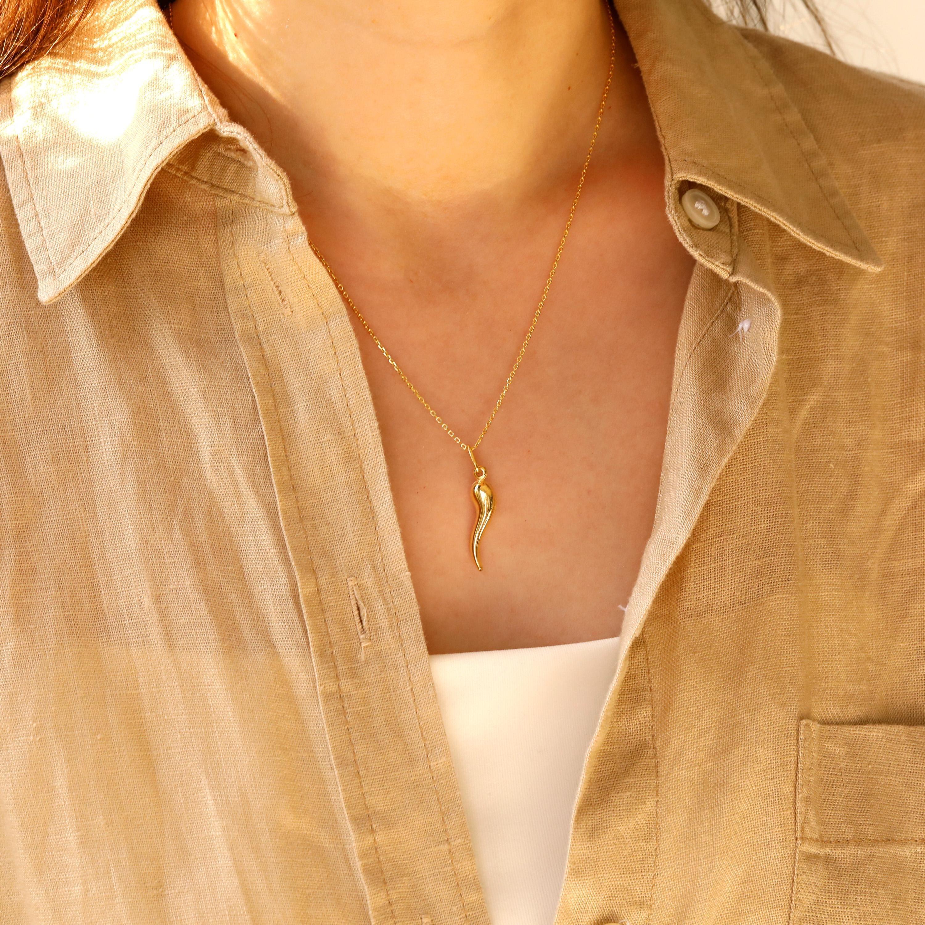 Italian Horn Cornicello Necklace–Good Luck Charm Gift