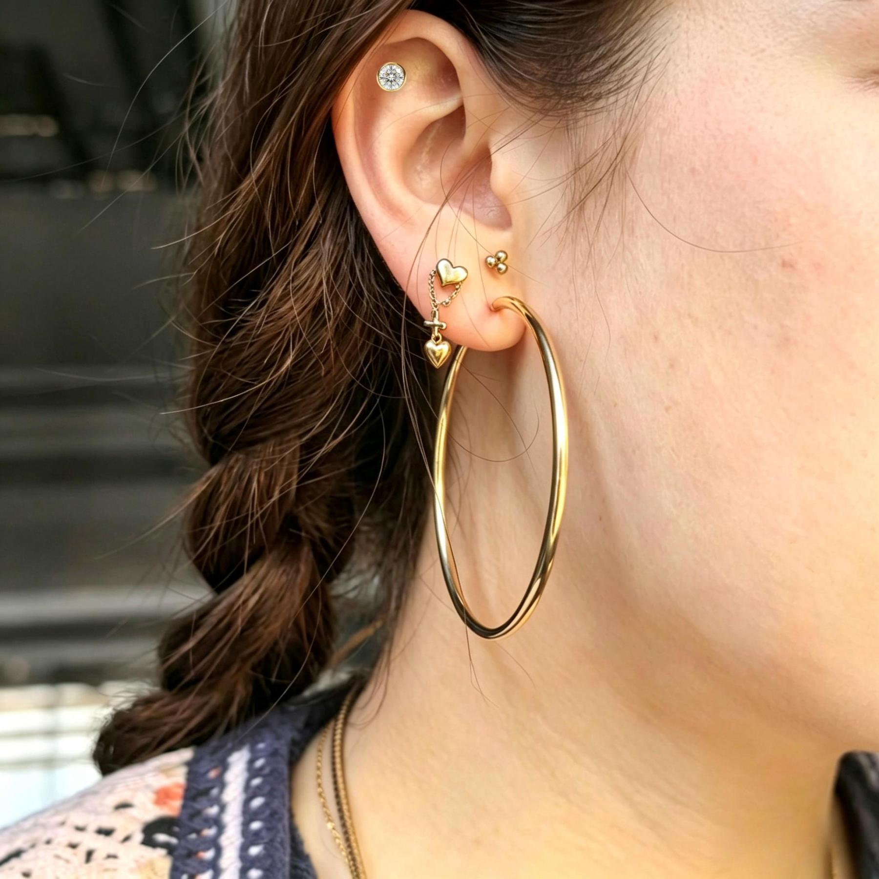 Implant Grade Ti 18G Gold Plated Seamless Hoop Earrings Dainty Thin Large Sizes Hypoallergenic Lightweight Artificial Gemstone Jewelry Accessories