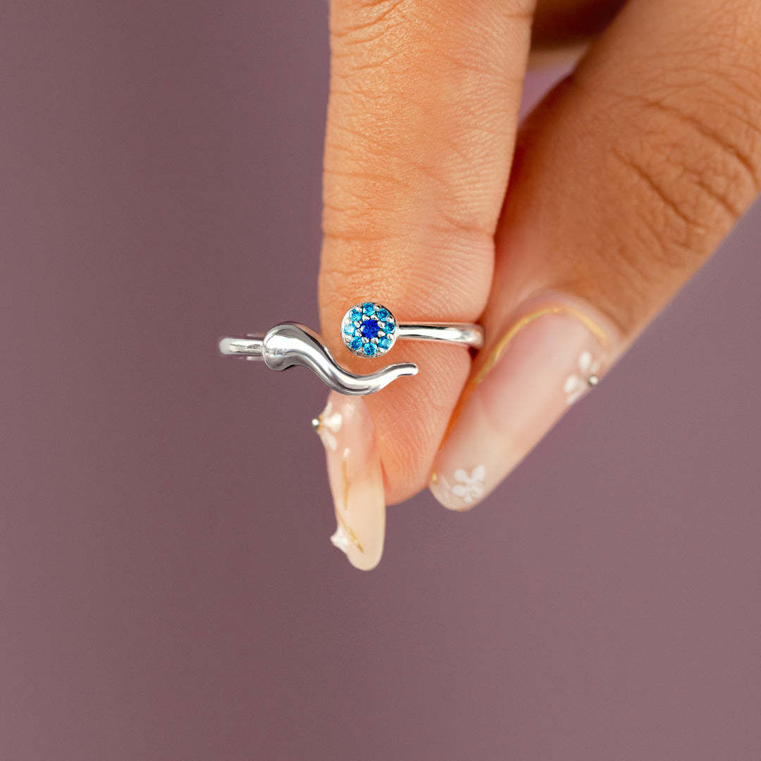 All Is Good Italian Horn Evil Eye Ring-belovejewel.com
