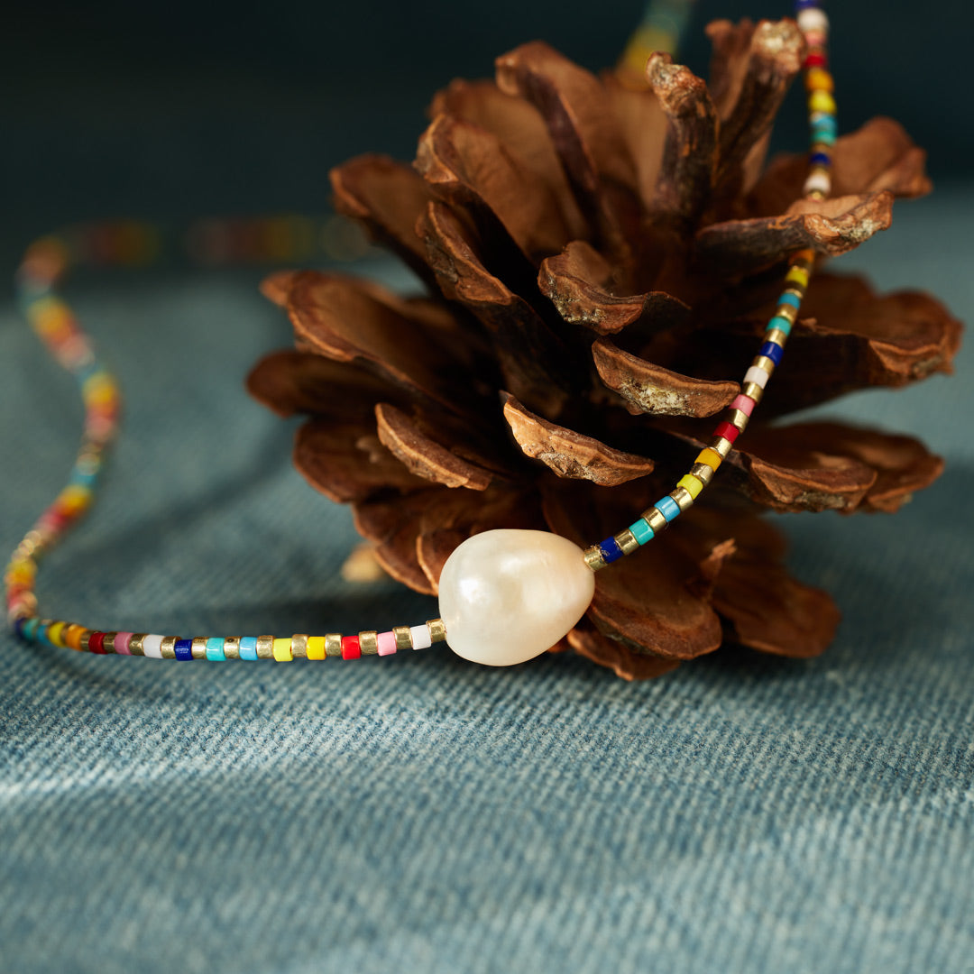 Rainbow Pearl Necklace-belovejewel.com