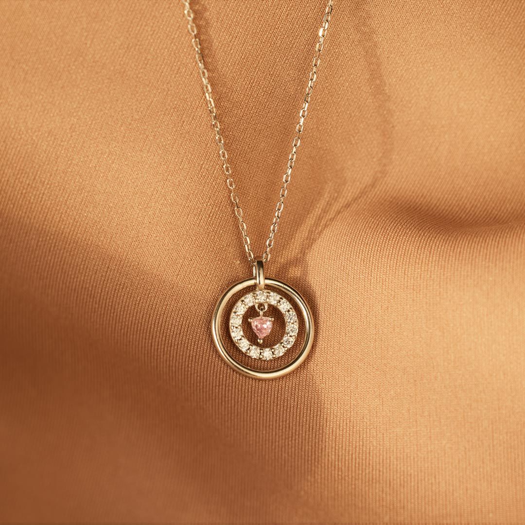 Mother Daughter Encircled Heart Necklace-belovejewel.com