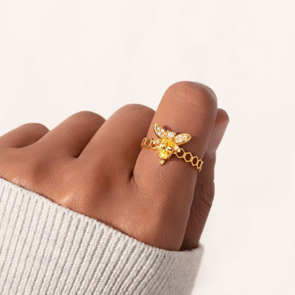 Happy Bee Day Ring-belovejewel.com