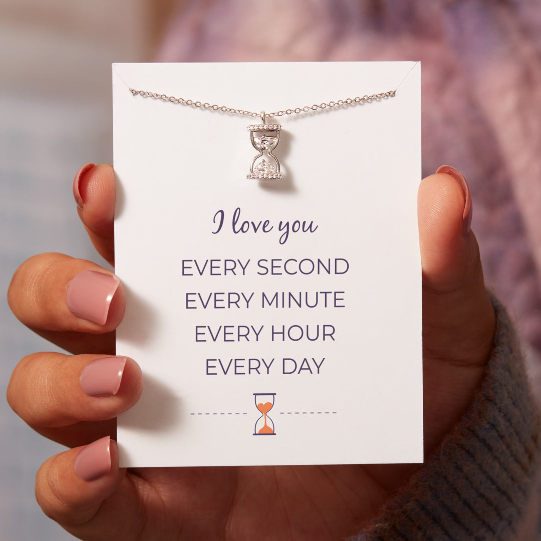 Every Second Every Minute Hourglass Necklace-belovejewel.com