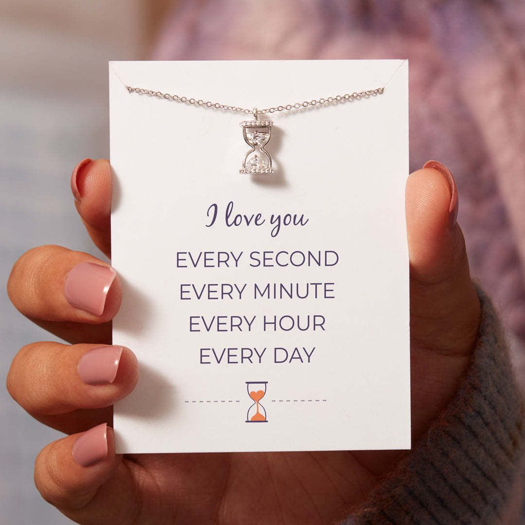 Every Second Every Minute Hourglass Necklace-belovejewel.com