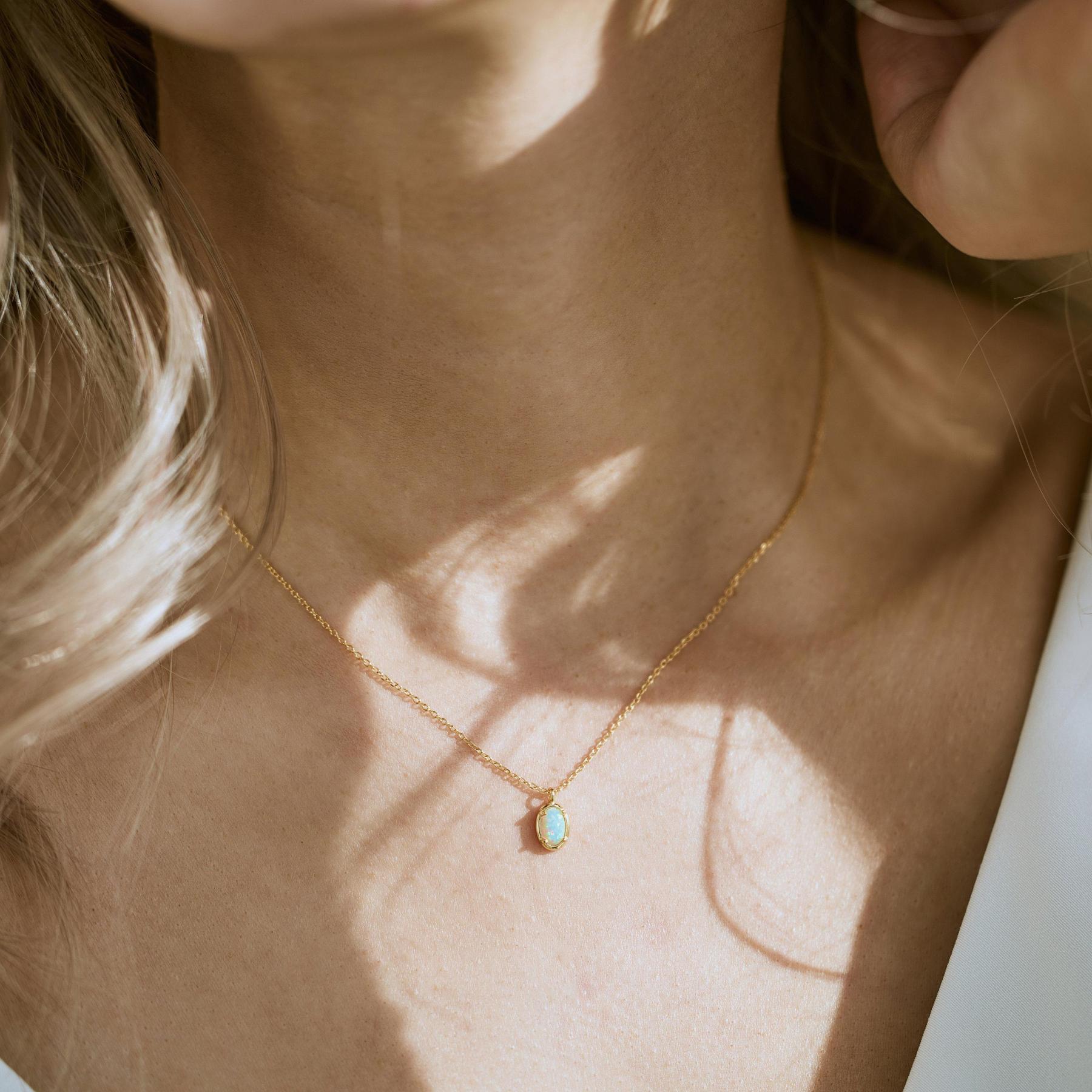 Dainty White Opal Necklace