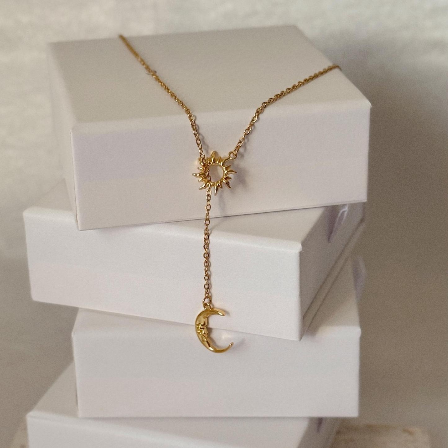 Sun & Moon Lariat Necklace