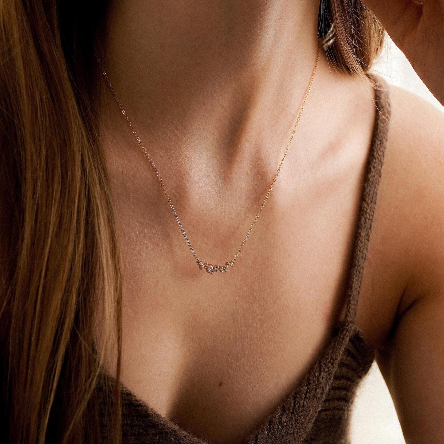 ROUND SHAPED DIAMOND ROW NECKLACE – TIMELESS MINIMALIST JEWELRY FOR BRIDESMAIDS, MOM GIFTS & QUIET LUXURY​