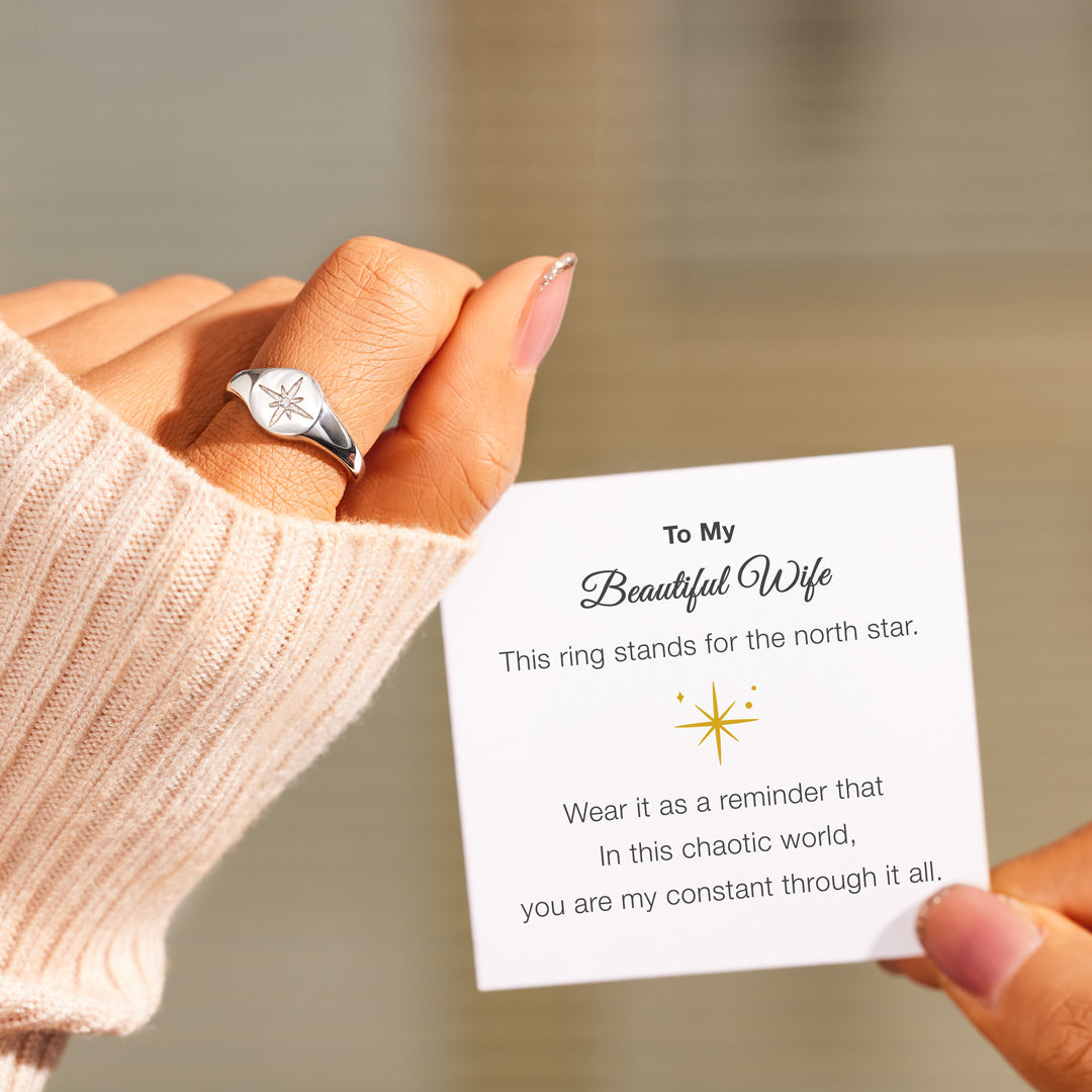 For Wife North Star Signet Ring-belovejewel.com