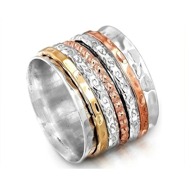 Bohemian Meditation Wide Band Spinner Ring-belovejewel.com