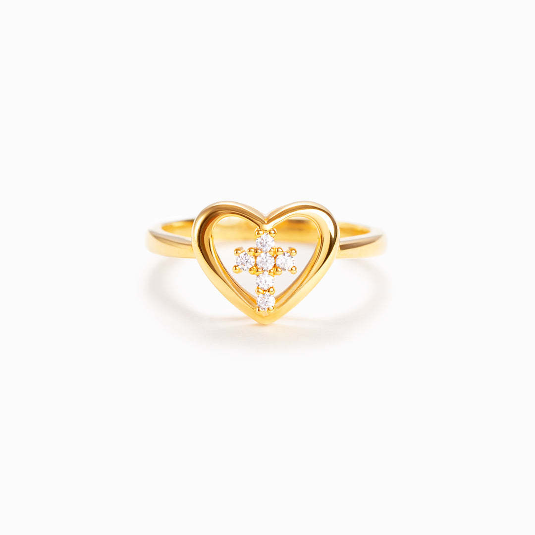 Trust In the Lord Cross In Heart Ring-belovejewel.com