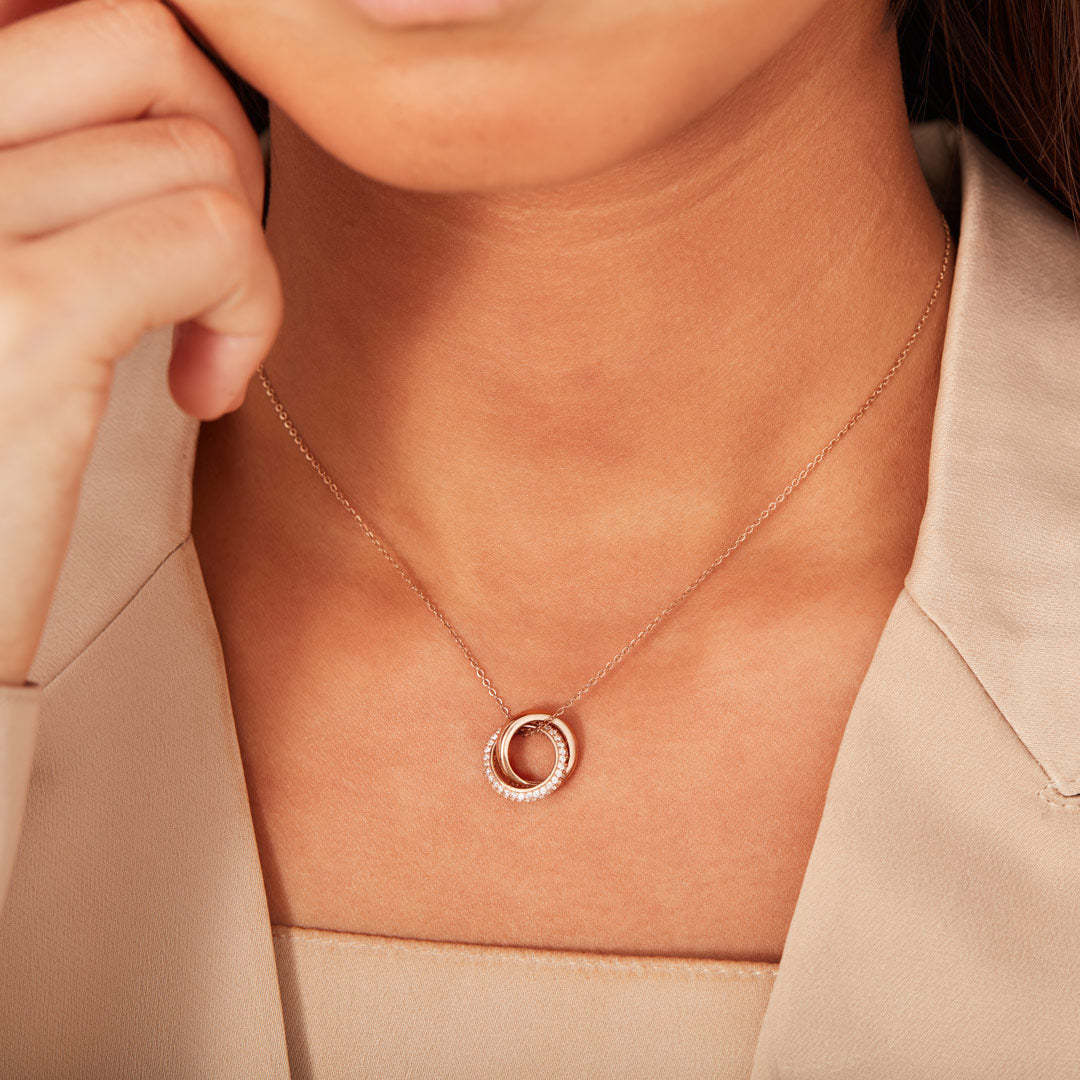 Mother Daughter Love Forever Interlocking Necklace-belovejewel.com