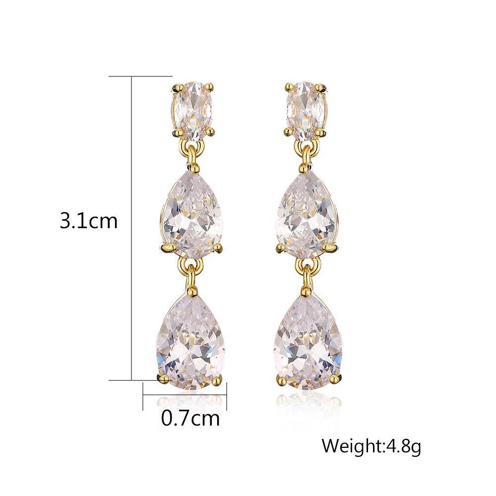 TRIPLE DIAMOND DROP EARRINGS – MINIMALIST BRIDESMAID GIFTS & WEDDING EARRINGS​